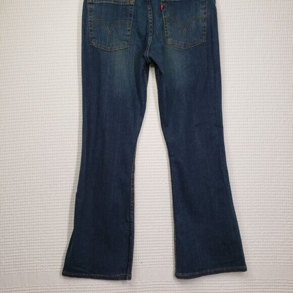 Levis 519 Flare Jeans Womens 12 Short Blue Low Rise Stretch Dark Wash Y2k Denim - Picture 2 of 16